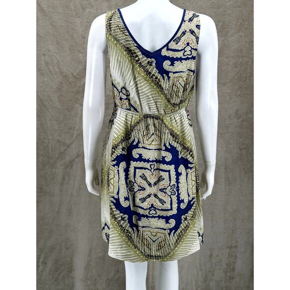 Edme & Esyllte Anthropologie Dress Women Medium Geo Scarf Print 100% Silk Boho - Picture 5 of 9